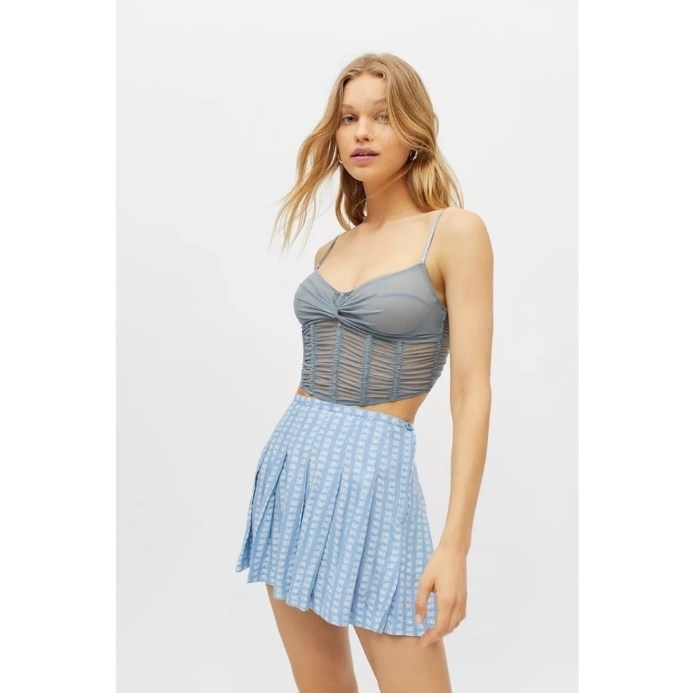 Urban Outfitters Cecile Pleated Mini Skirt Butterfly Print